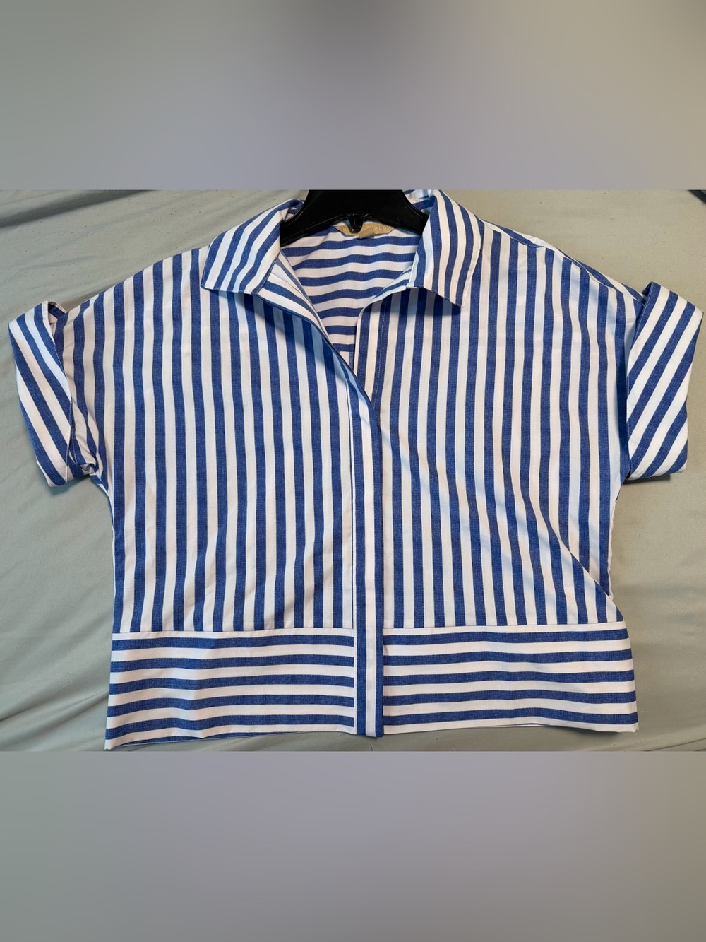 Striped Blue & White Short Sleeve boutique top
